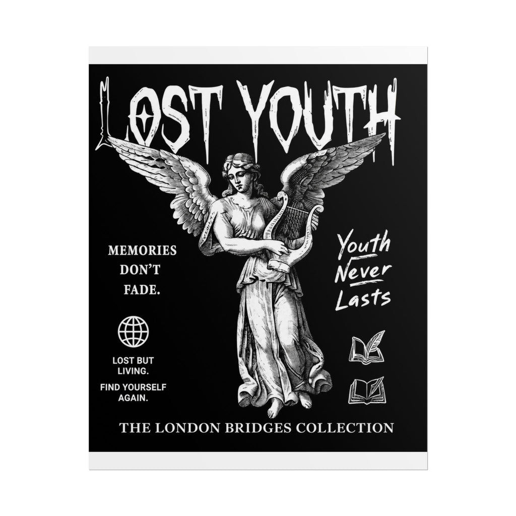 Lost Youth Series Angel Poster — Black Vintage Goth Wall Art (Rolled Poster)
