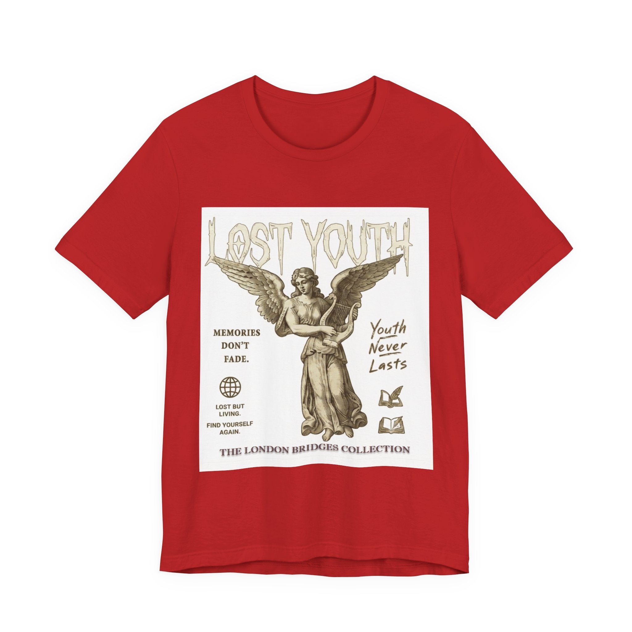 Lost Youth Angel Graphic Tee — Vintage Statue Retro Youth Quote T-Shirt