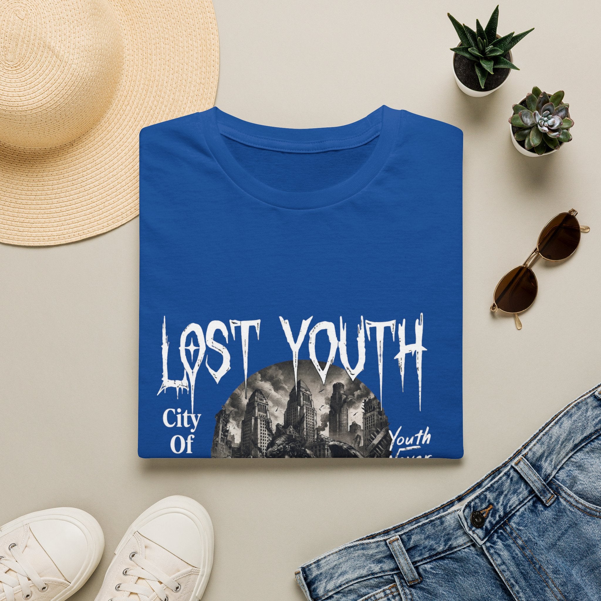 Lost Youth Graphic Gothic Cityscape Hourglass T-Shirt