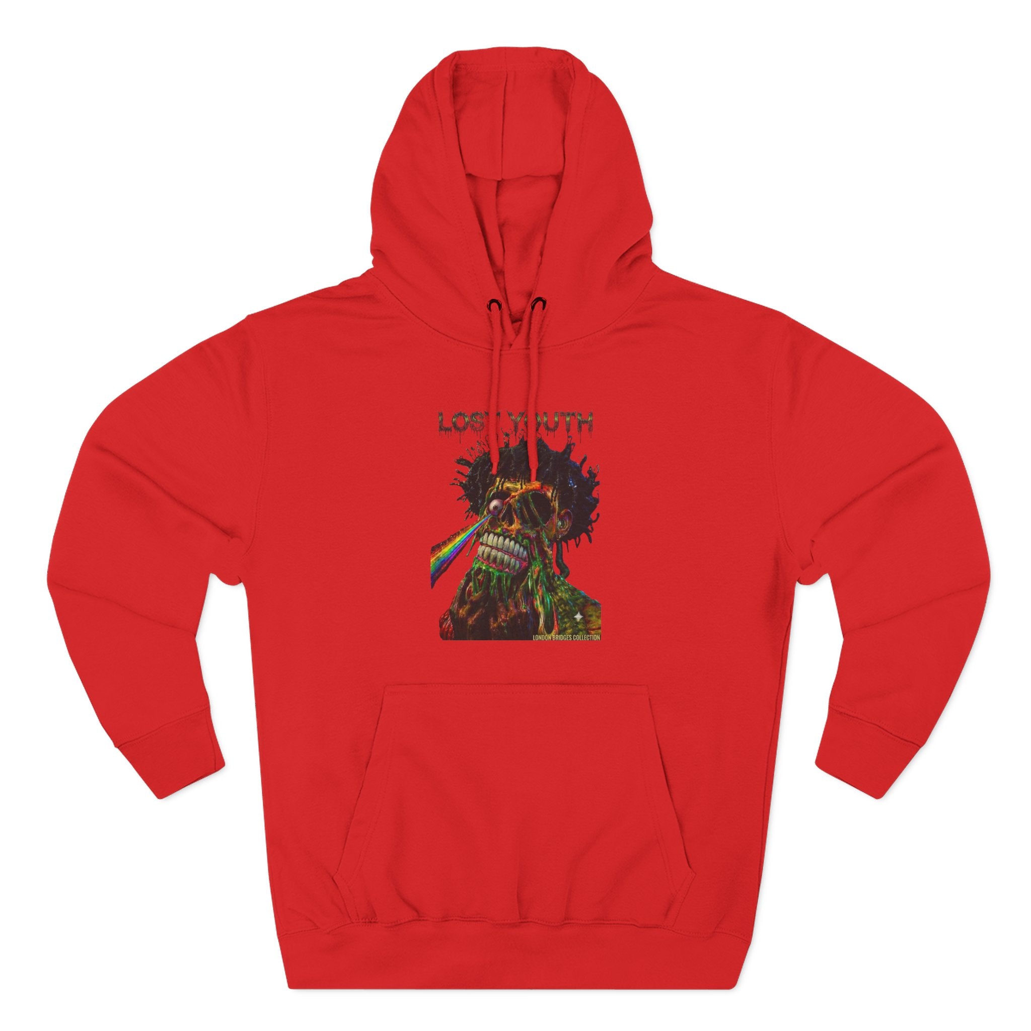 London Bridges Collection Lost Youth Graphic Hoodie — Rainbow Skull Streetwear