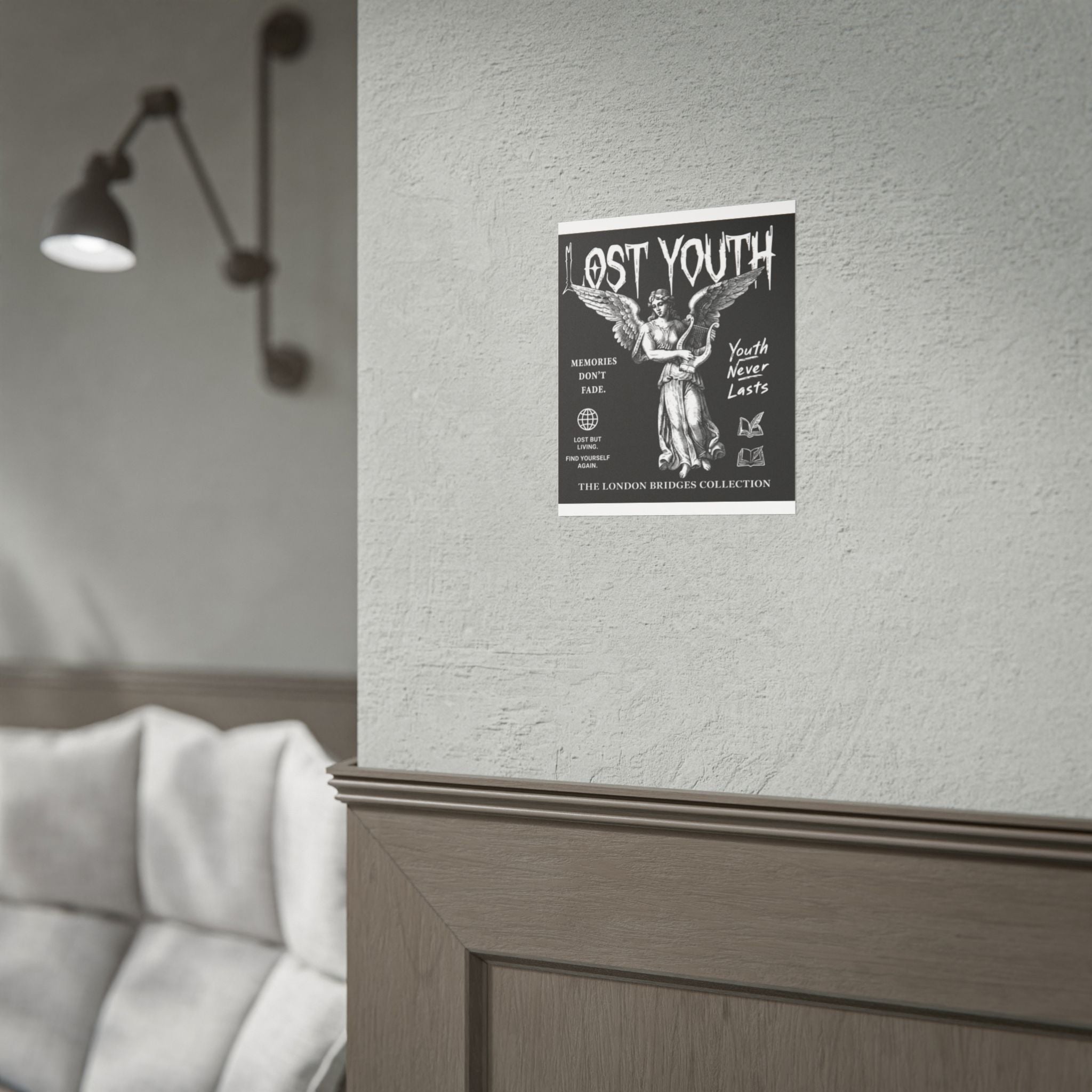 Lost Youth Series Angel Poster — Black Vintage Goth Wall Art (Rolled Poster)