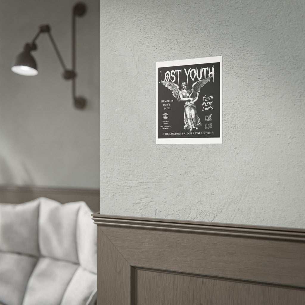 Lost Youth Series Angel Poster — Black Vintage Goth Wall Art (Rolled Poster)