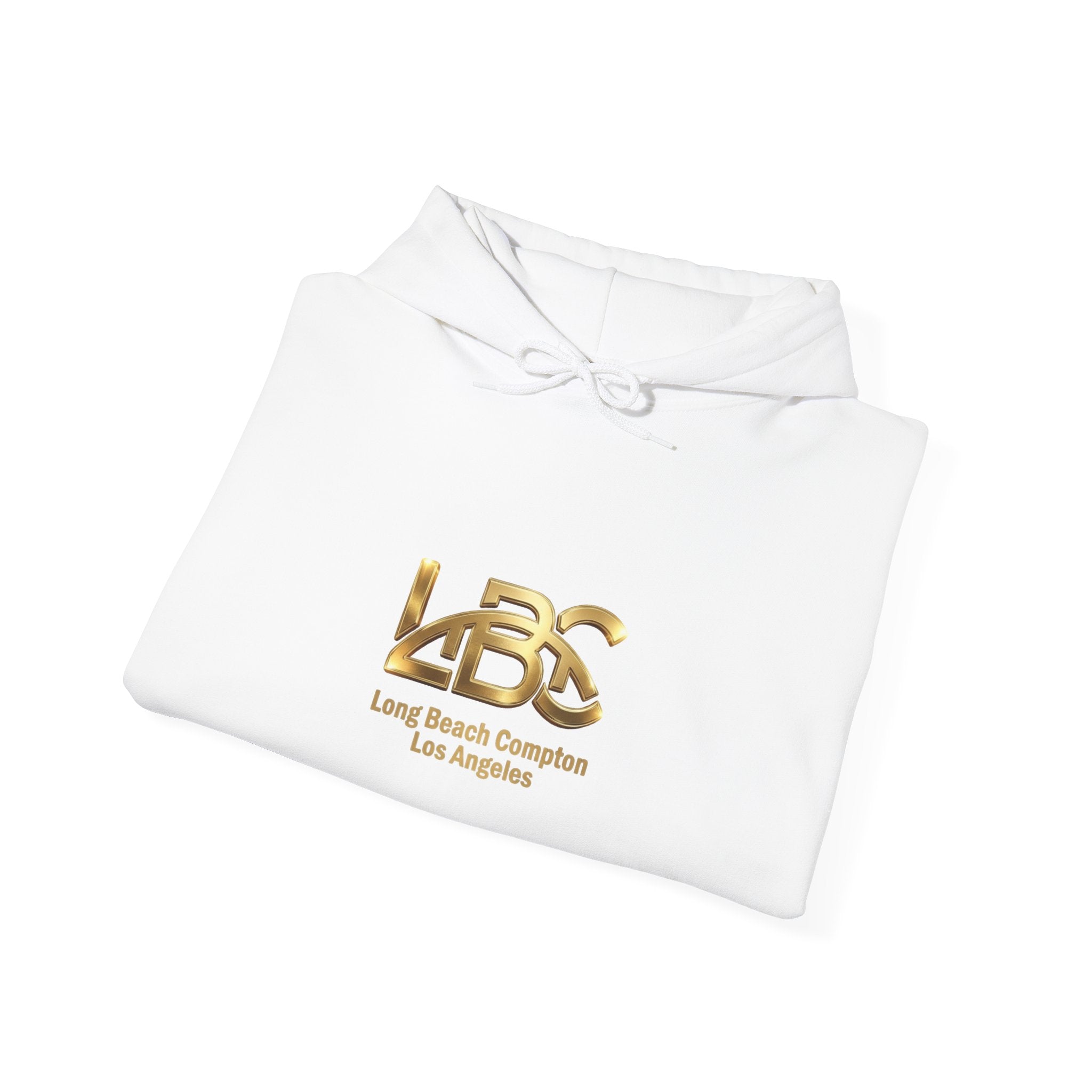 Lightweight Pullover Hoodie – Gold Logo White | LBC Long Beach