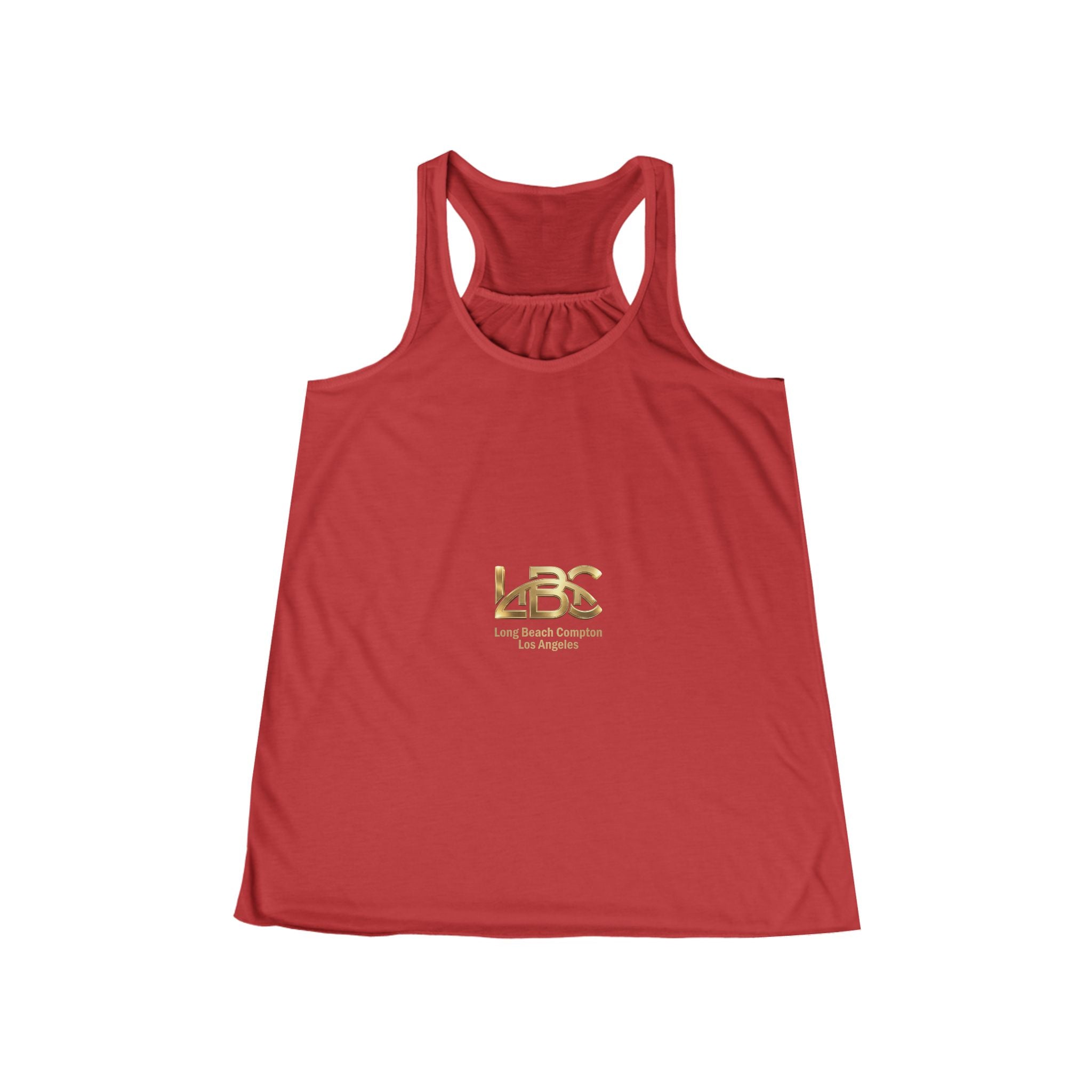 "LBC" Gold Logo Minimalist Women's Flowy Tank Racerback Tank Top