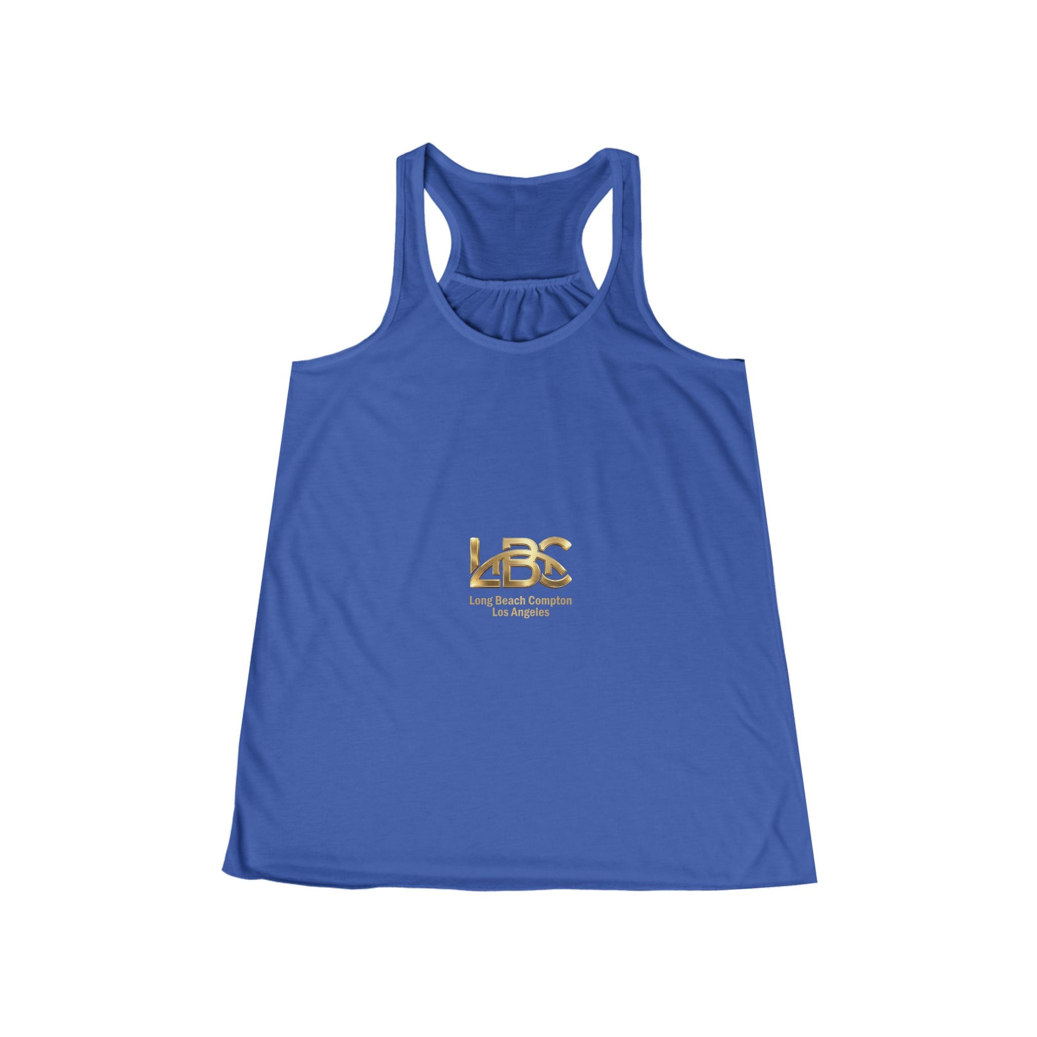 "LBC" Gold Logo Minimalist Women's Flowy Tank Racerback Tank Top