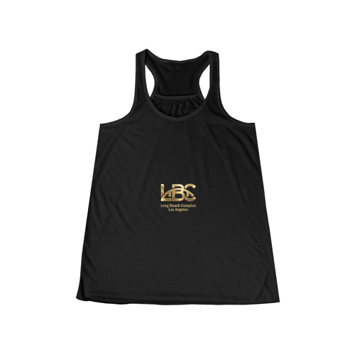 "LBC" Gold Logo Minimalist Women's Flowy Tank Racerback Tank Top