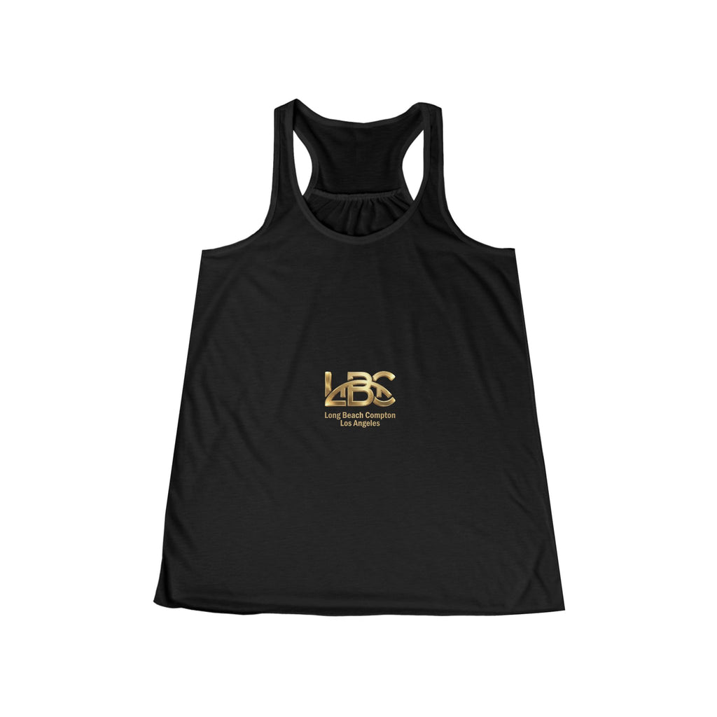 "LBC" Gold Logo Minimalist Women's Flowy Tank Racerback Tank Top