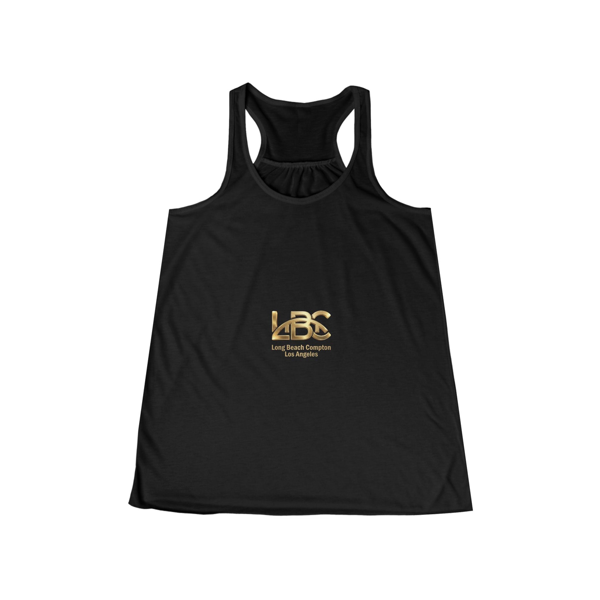 "LBC" Gold Logo Minimalist Women's Flowy Tank Racerback Tank Top