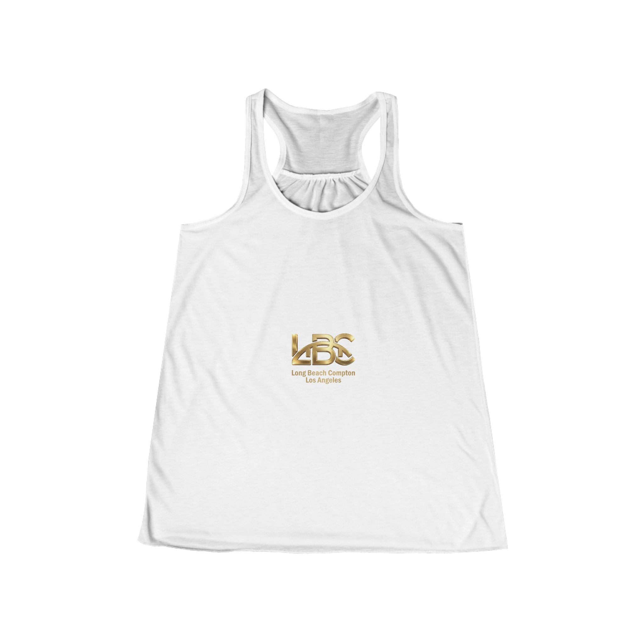 "LBC" Gold Logo Minimalist Women's Flowy Tank Racerback Tank Top