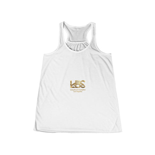 "LBC" Gold Logo Minimalist Women's Flowy Tank Racerback Tank Top