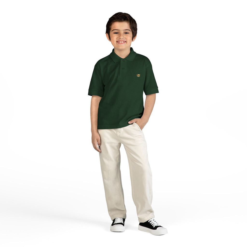 Youth LBC Gold Logo Polo Shirt  — DryBlend® Jersey School Uniform with Small Embroidered Logo