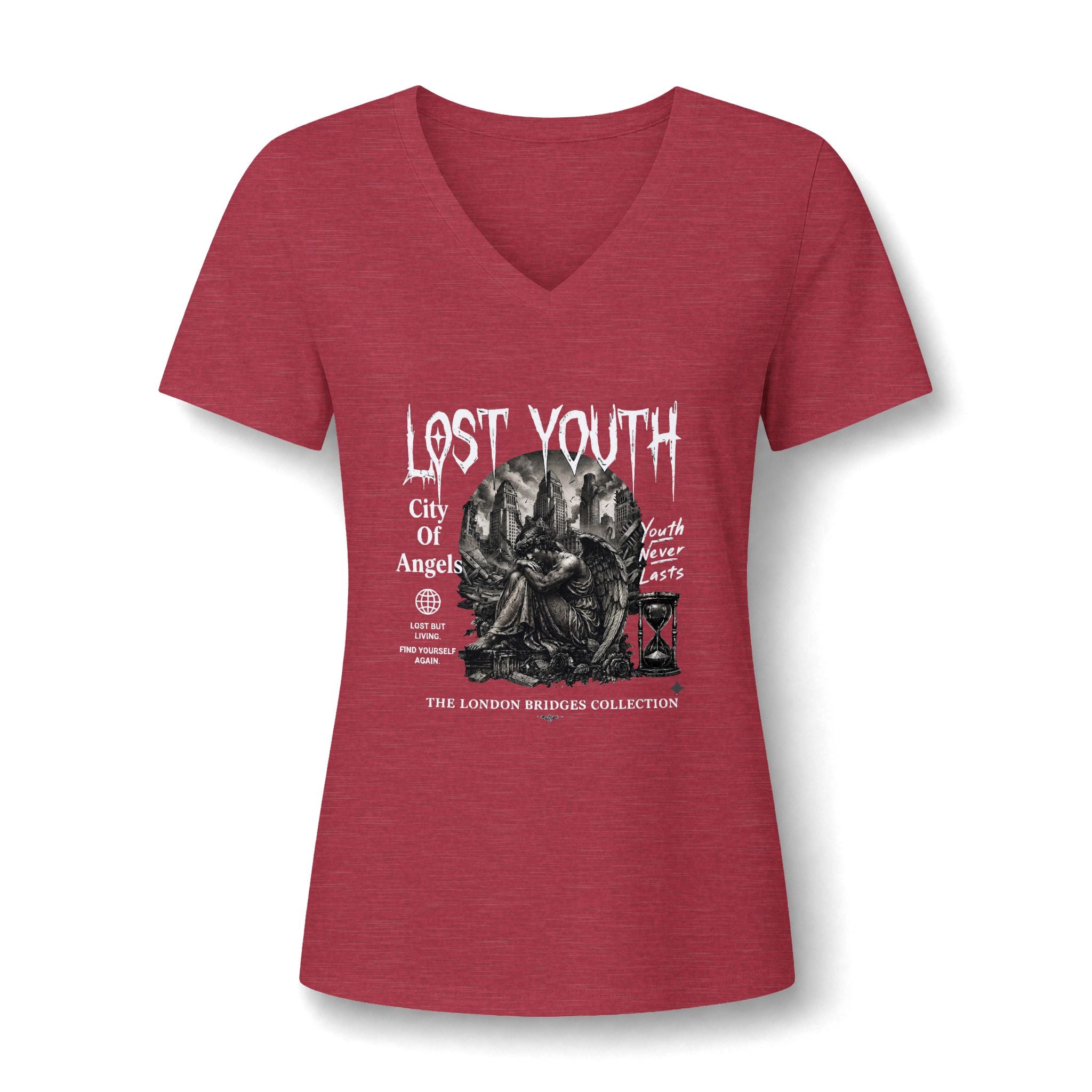 Lost Youth Angel Graphic V-Neck Tee - London Bridges Collection