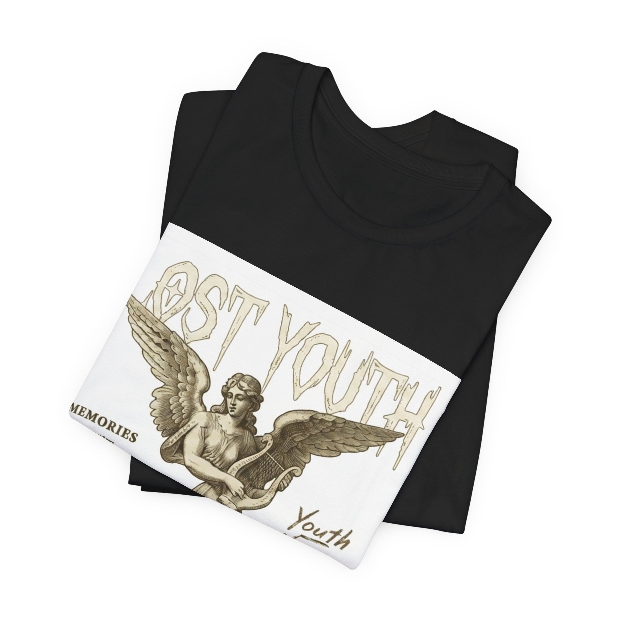 Lost Youth Angel Graphic Tee — Vintage Statue Retro Youth Quote T-Shirt