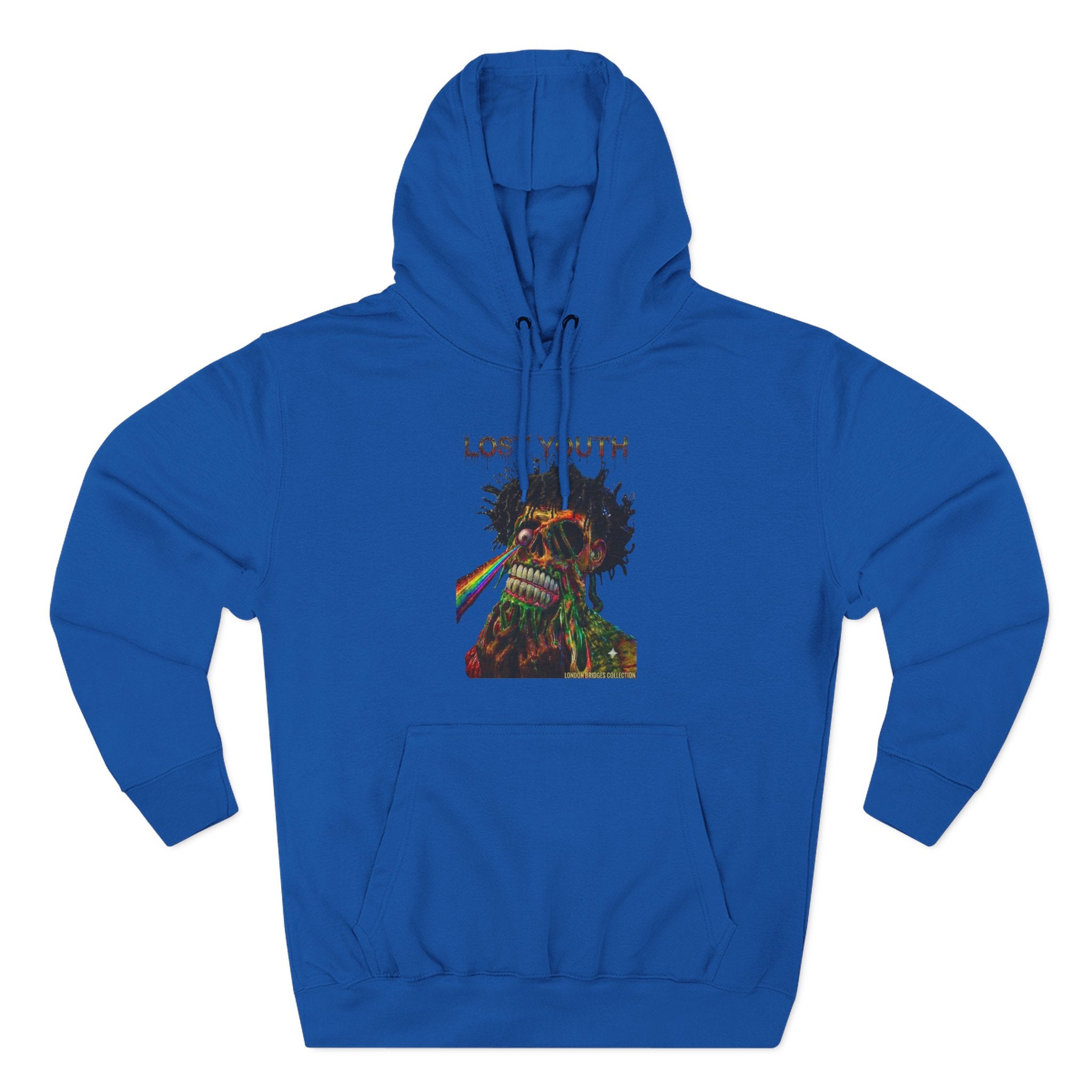 London Bridges Collection Lost Youth Graphic Hoodie — Rainbow Skull Streetwear