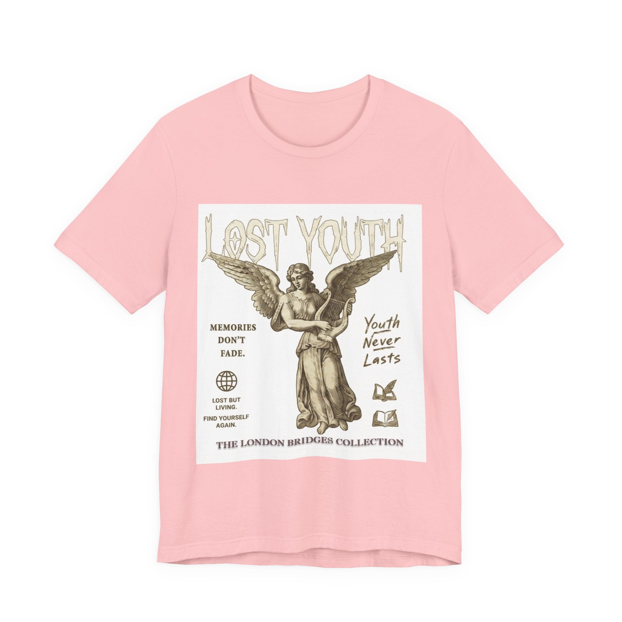 Lost Youth Angel Graphic Tee — Vintage Statue Retro Youth Quote T-Shirt