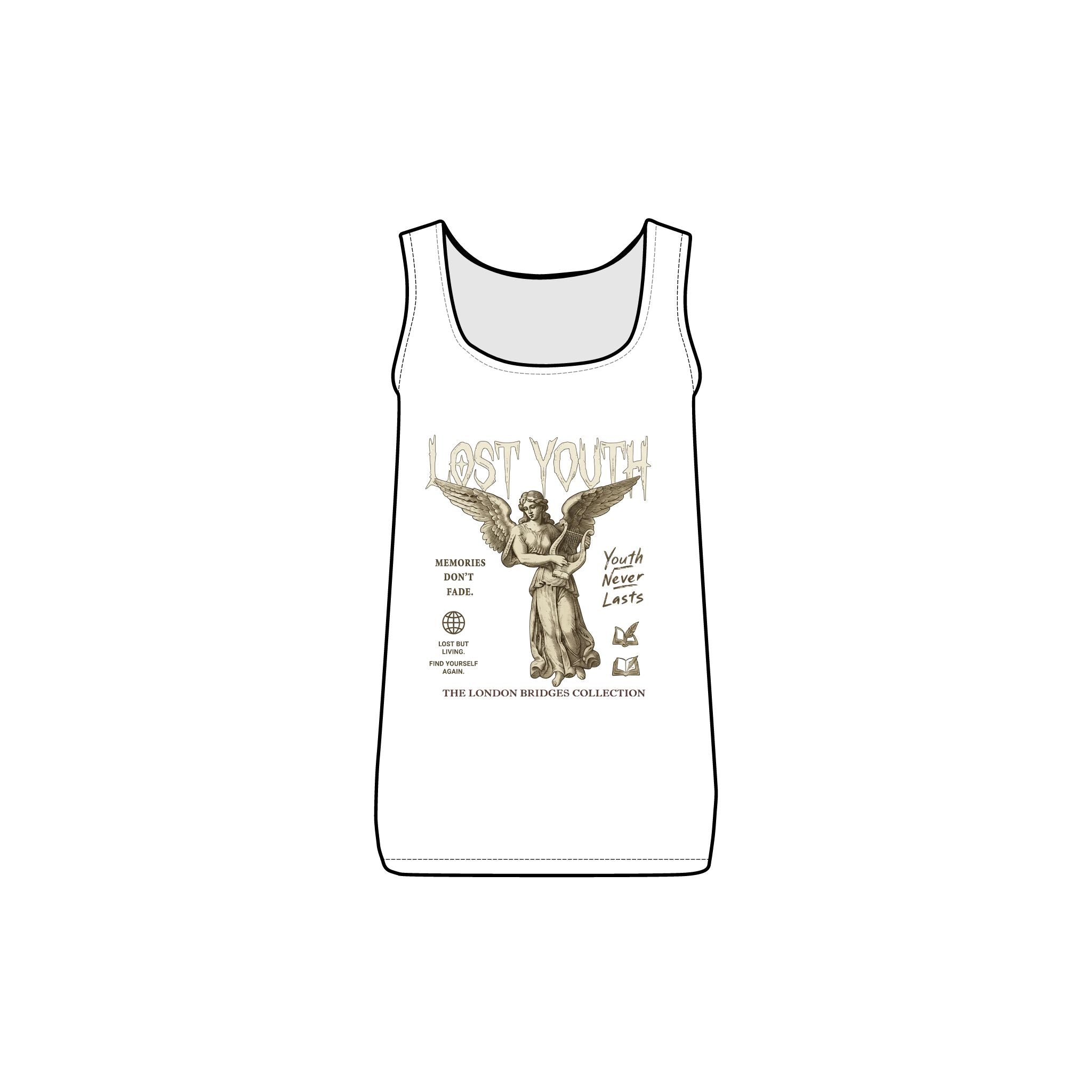 Angel Graphic Tank Top — Vintage 'Lost Youth' Band Tee Style For Women