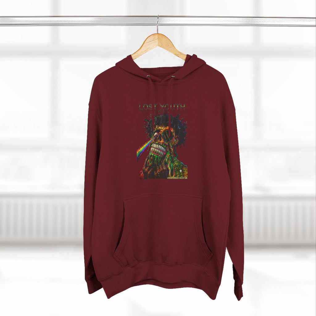 London Bridges Collection Lost Youth Graphic Hoodie — Rainbow Skull Streetwear