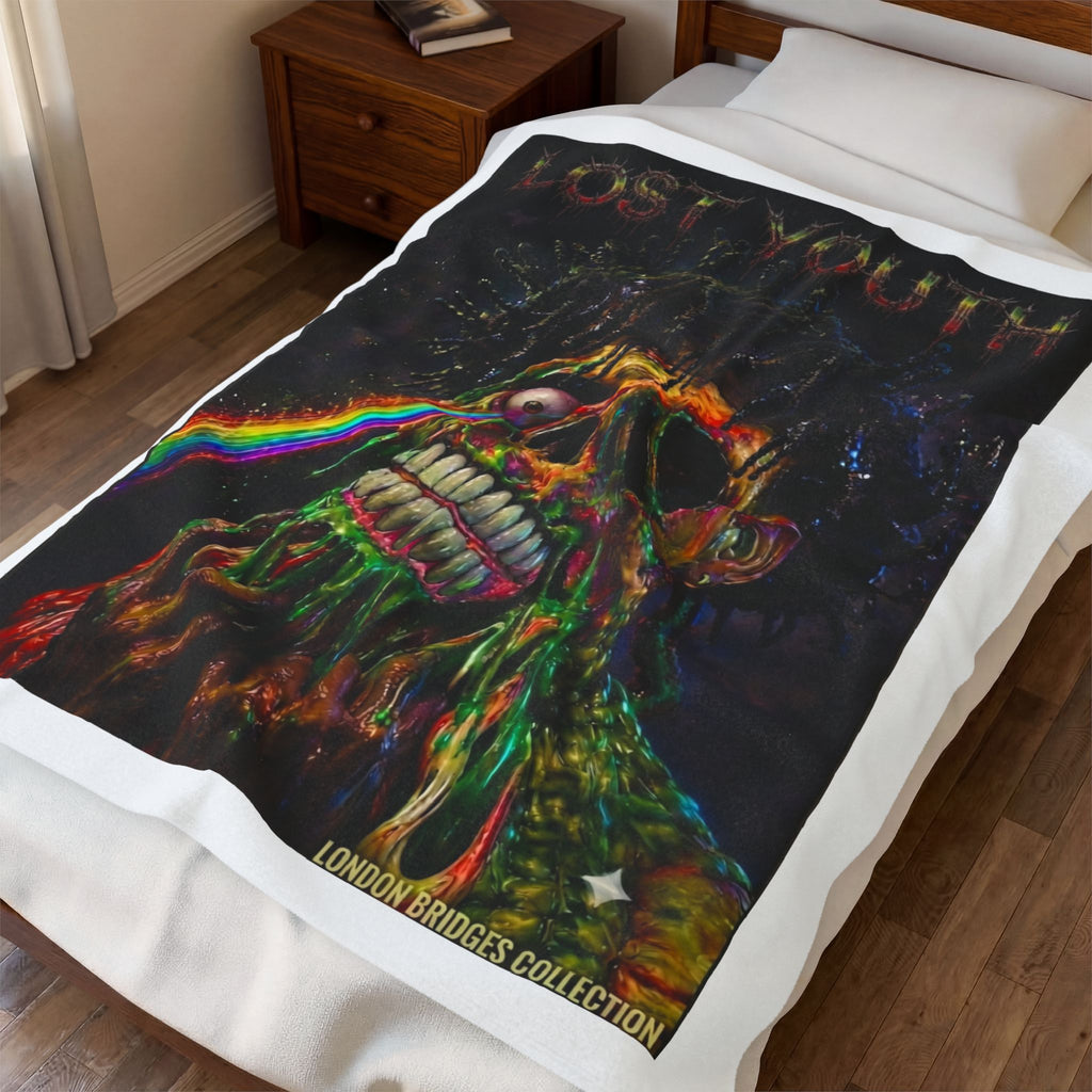 Velveteen Blanket - "Lost Youth" Series Psychedelic Skull Plush Throw