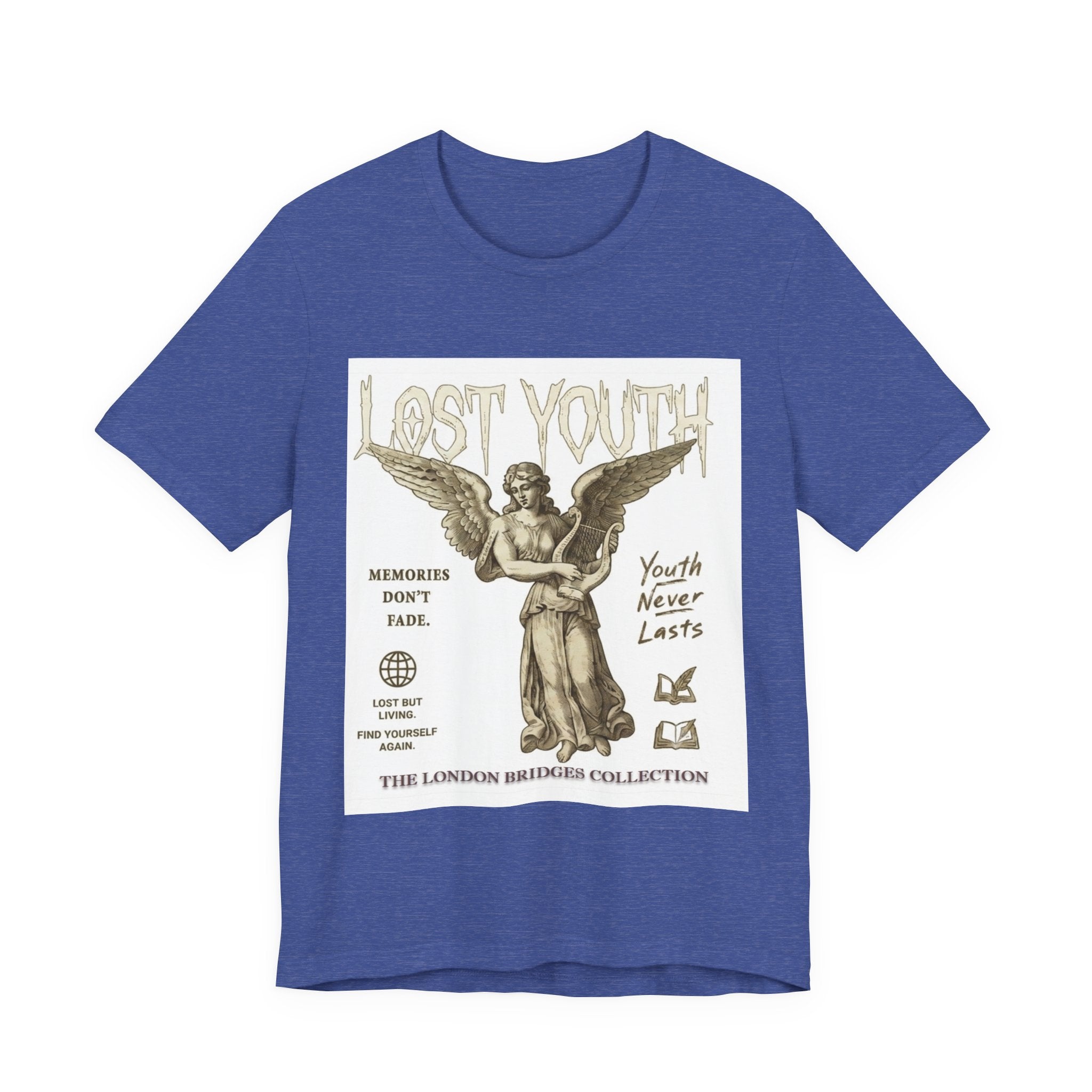 Lost Youth Angel Graphic Tee — Vintage Statue Retro Youth Quote T-Shirt