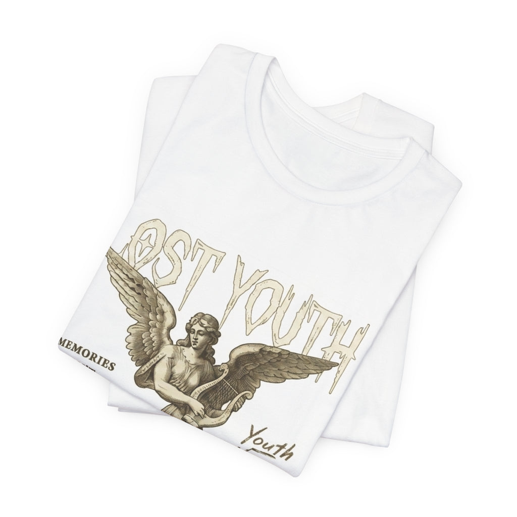 Lost Youth Angel Graphic Tee — Vintage Statue Retro Youth Quote T-Shirt