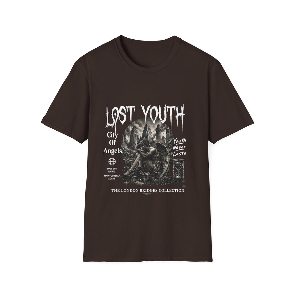 Lost Youth Graphic Gothic Cityscape Hourglass T-Shirt