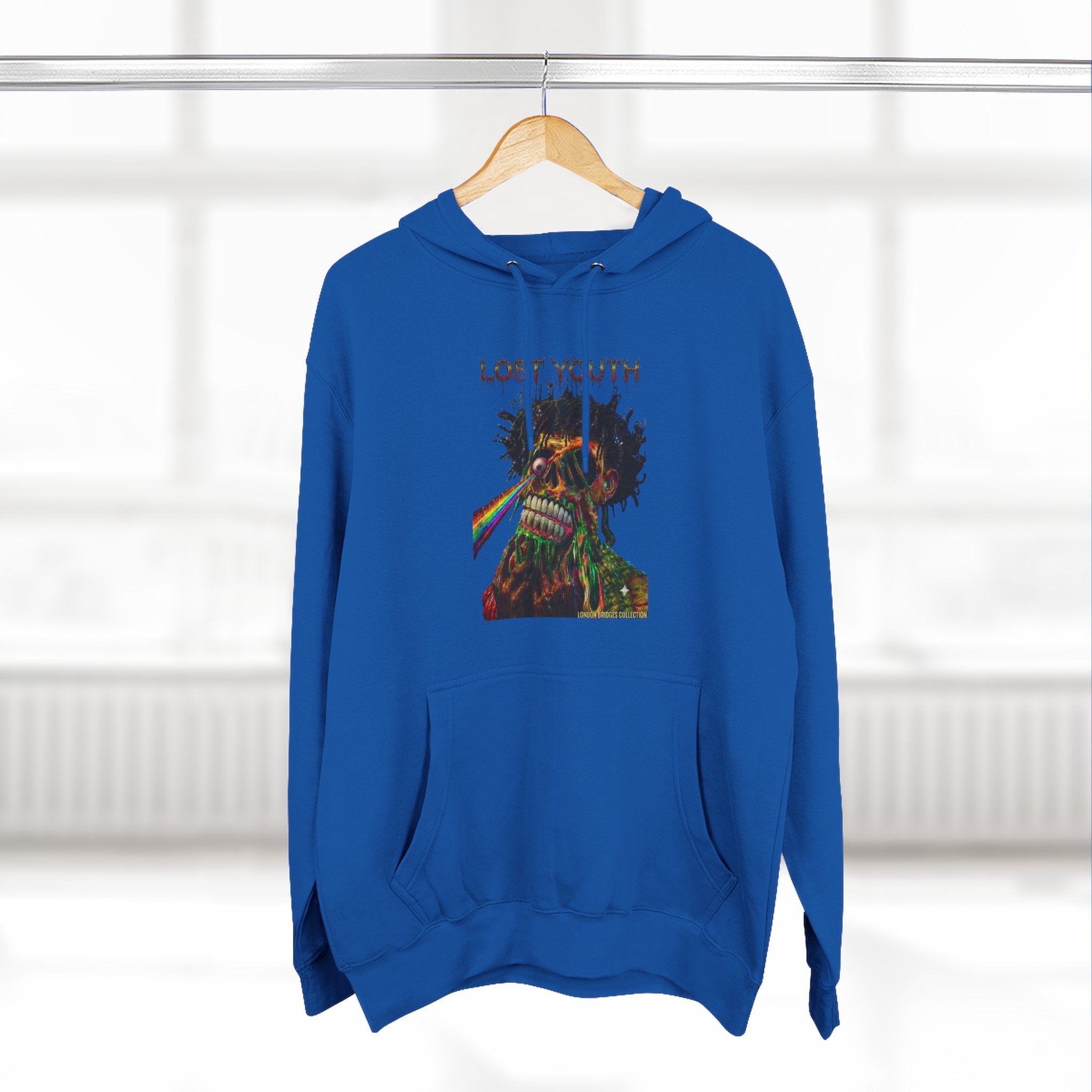 London Bridges Collection Lost Youth Graphic Hoodie — Rainbow Skull Streetwear