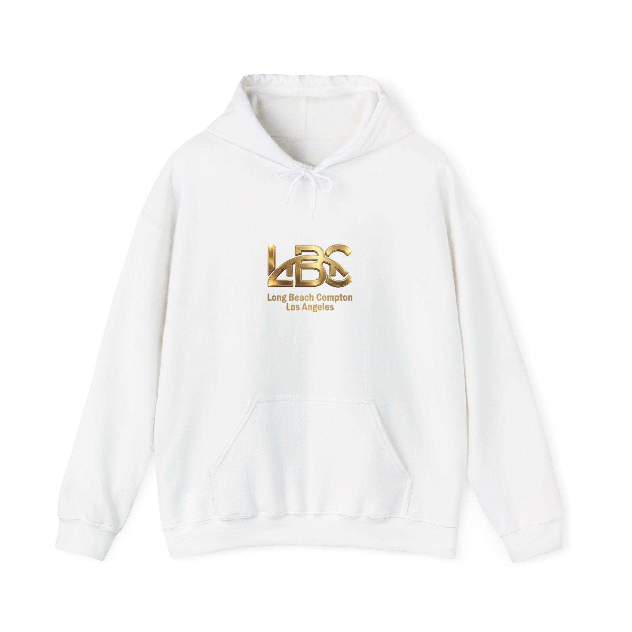 Lightweight Pullover Hoodie – Gold Logo White | LBC Long Beach