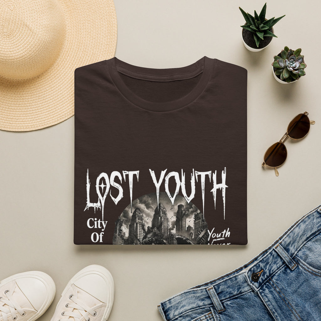 Lost Youth Graphic Gothic Cityscape Hourglass T-Shirt