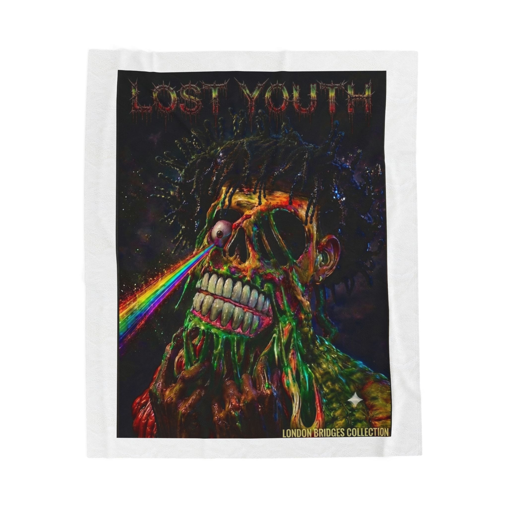 Velveteen Blanket - "Lost Youth" Series Psychedelic Skull Plush Throw