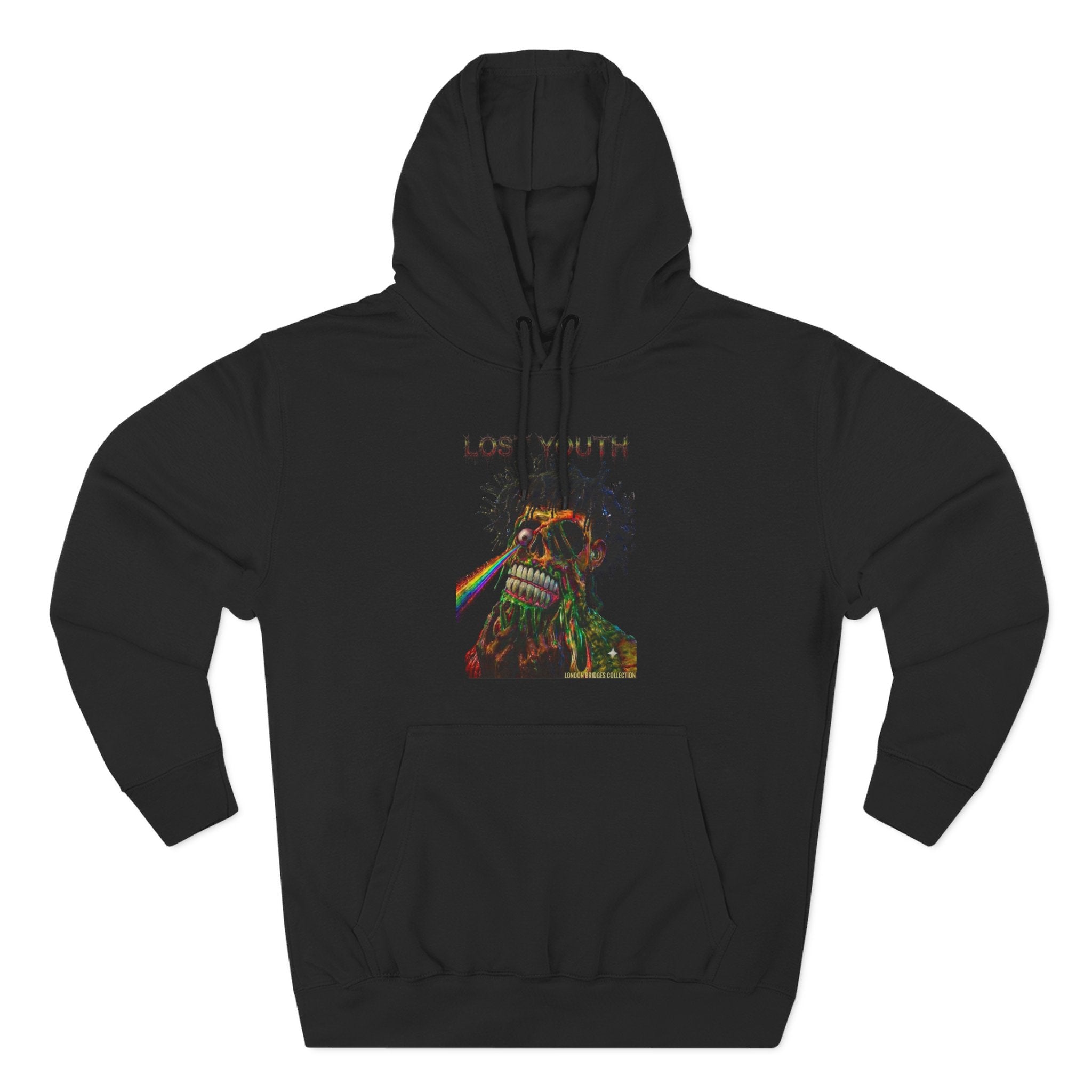 London Bridges Collection Lost Youth Graphic Hoodie — Rainbow Skull Streetwear