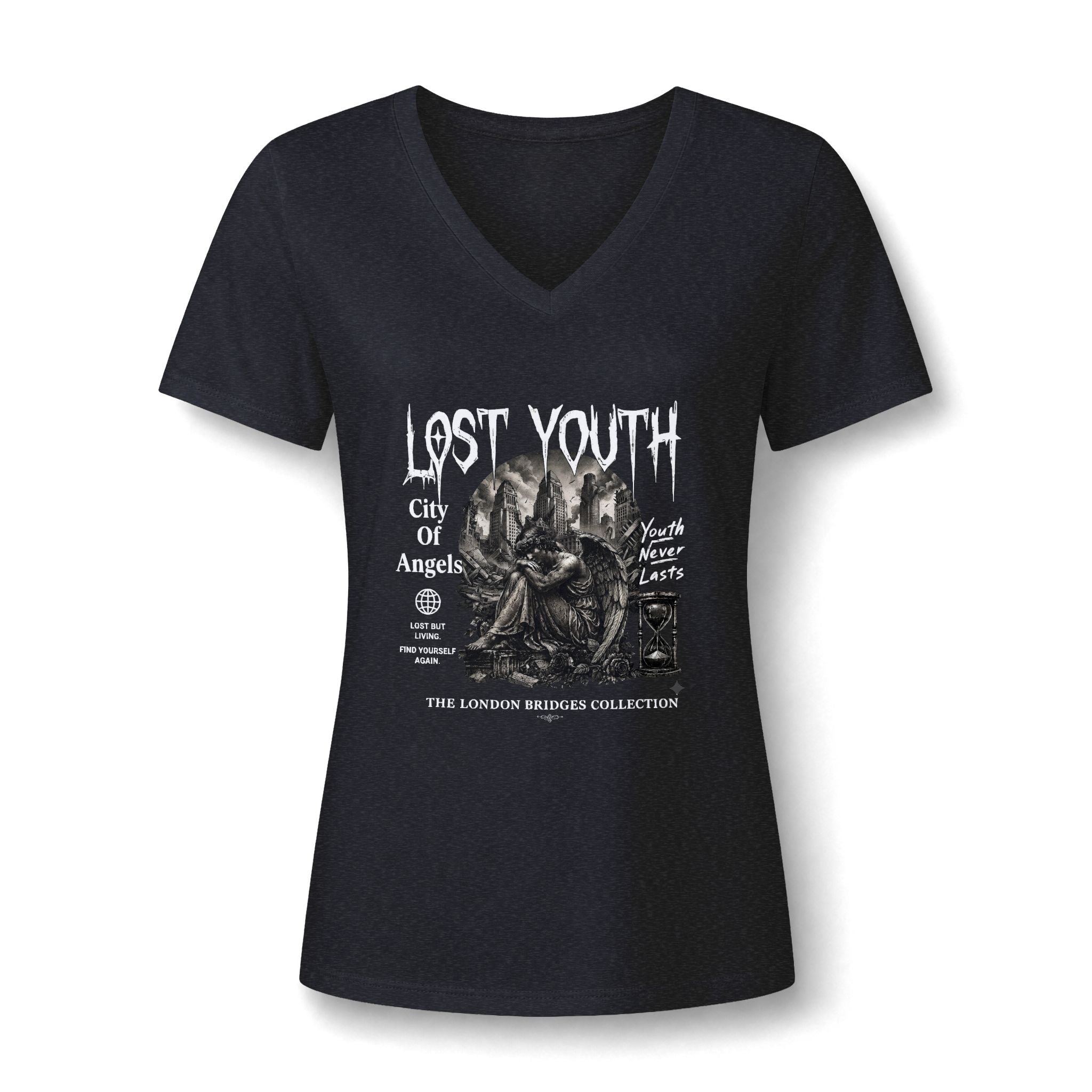 Lost Youth Angel Graphic V-Neck Tee - London Bridges Collection