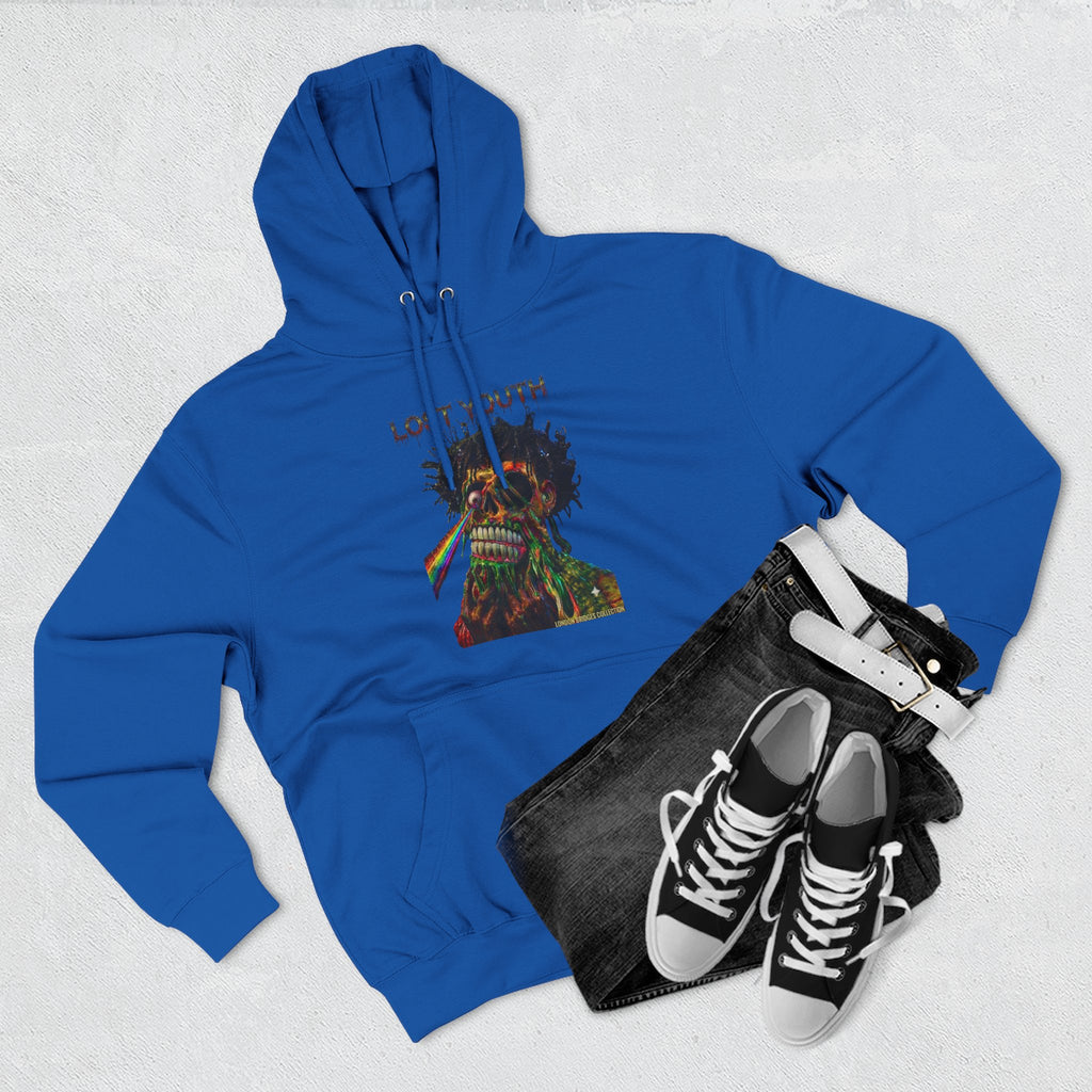 London Bridges Collection Lost Youth Graphic Hoodie — Rainbow Skull Streetwear