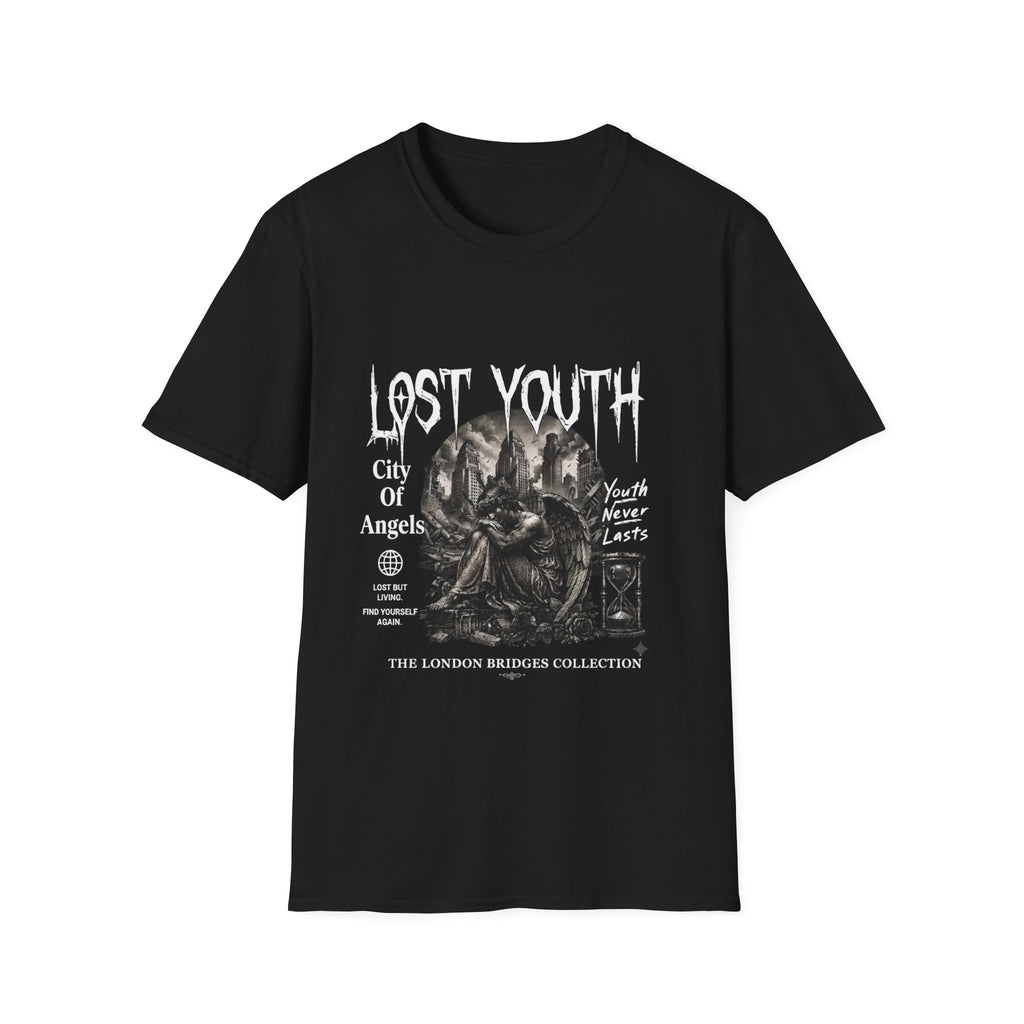 Lost Youth Graphic Gothic Cityscape Hourglass T-Shirt