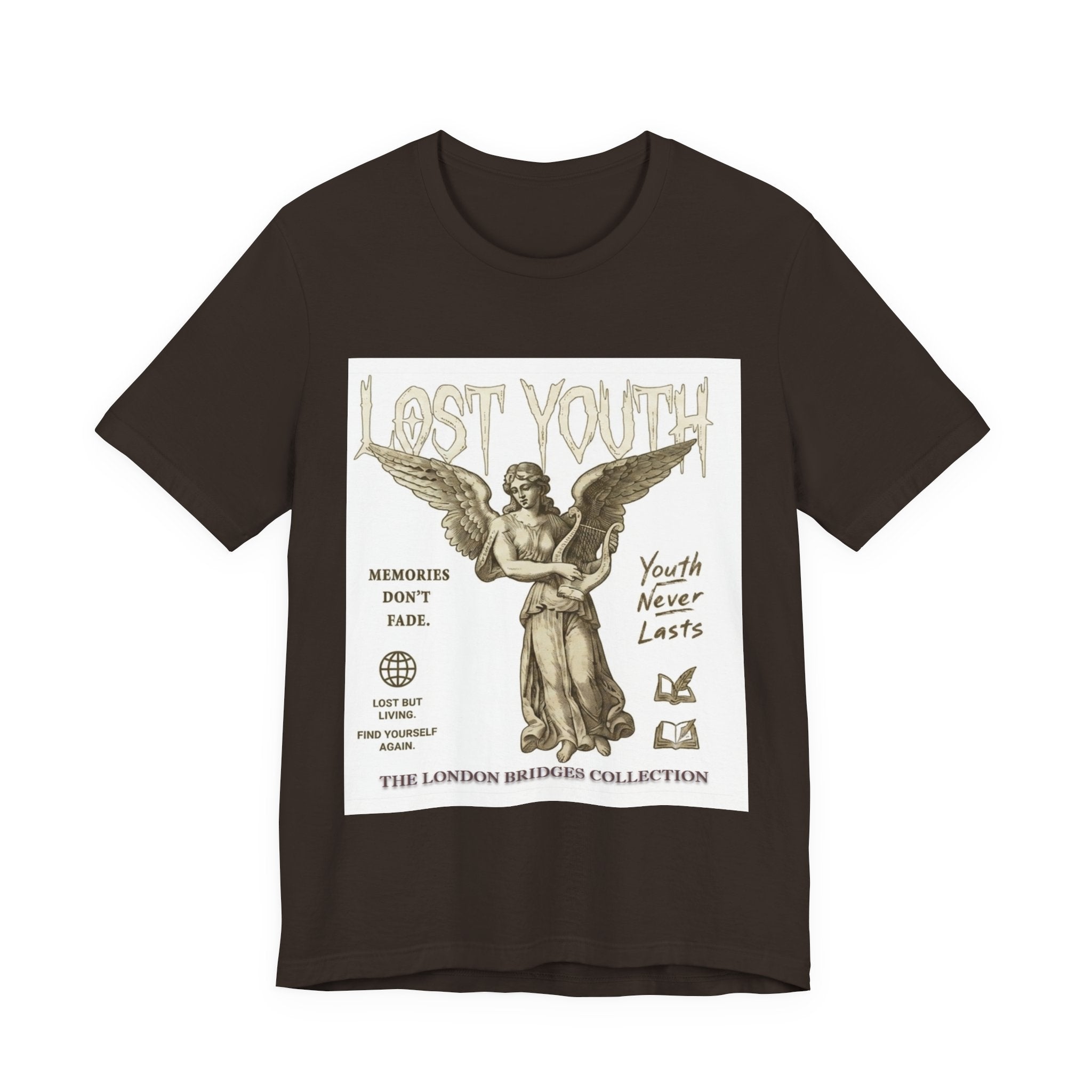 Lost Youth Angel Graphic Tee — Vintage Statue Retro Youth Quote T-Shirt