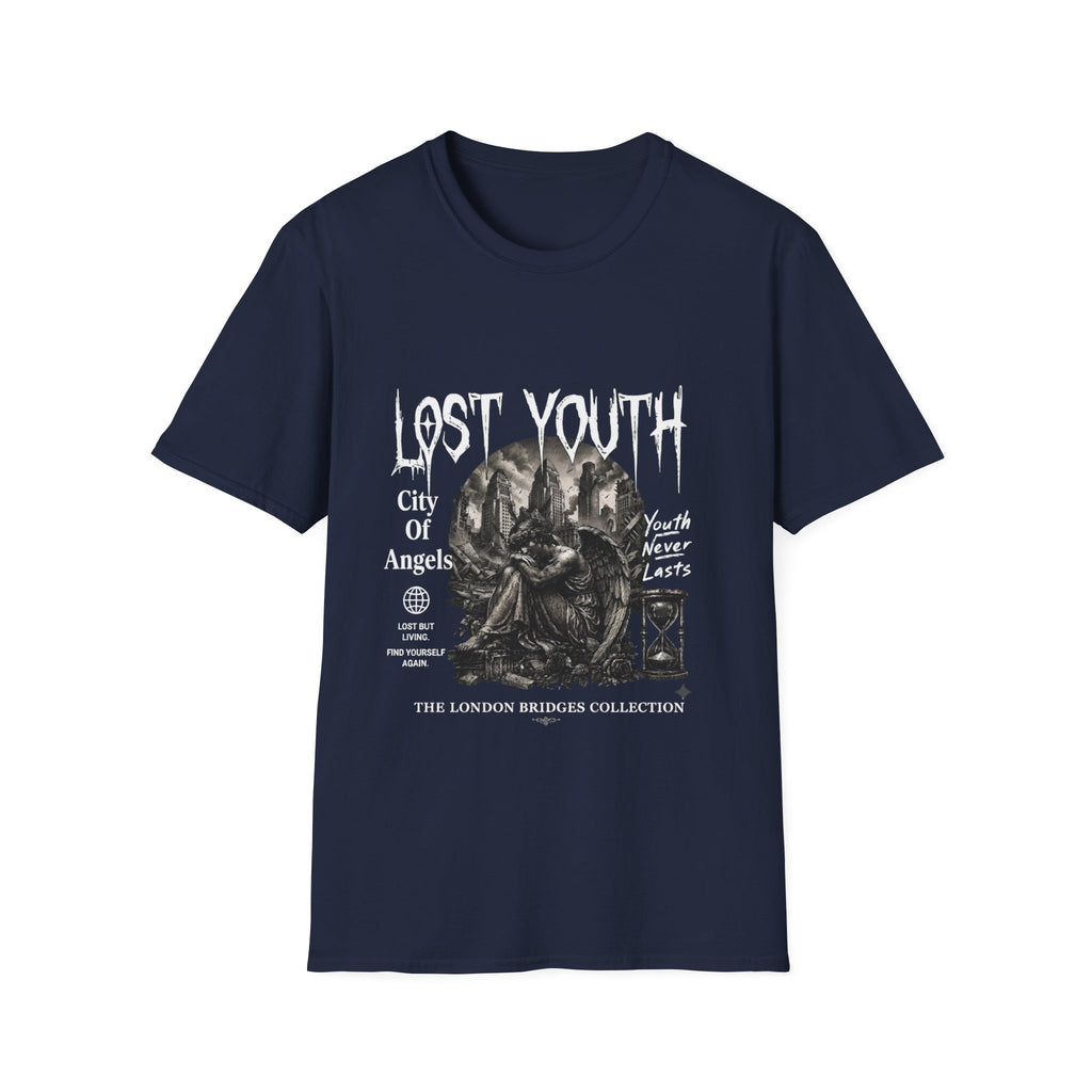 Lost Youth Graphic Gothic Cityscape Hourglass T-Shirt