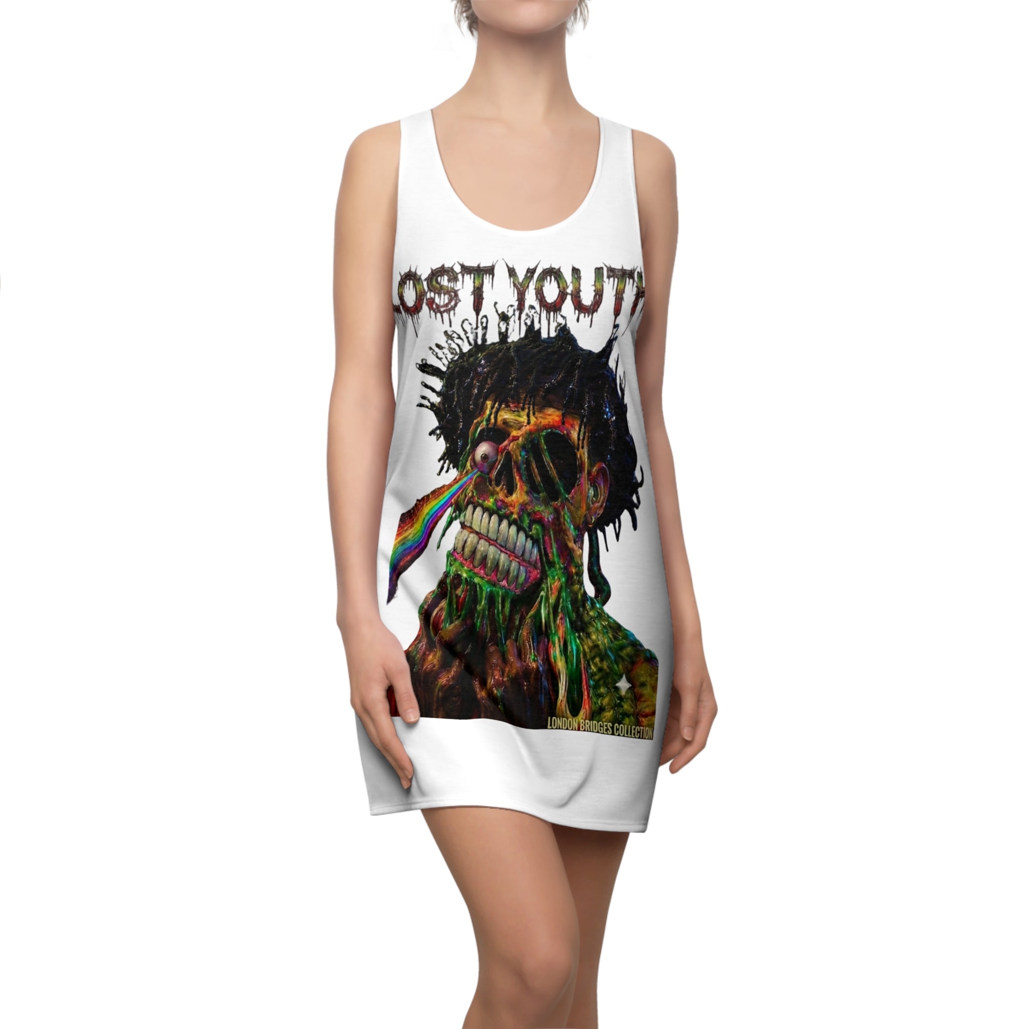 Lost Youth Skull Racerback Dress — Colorful Punk Graphic