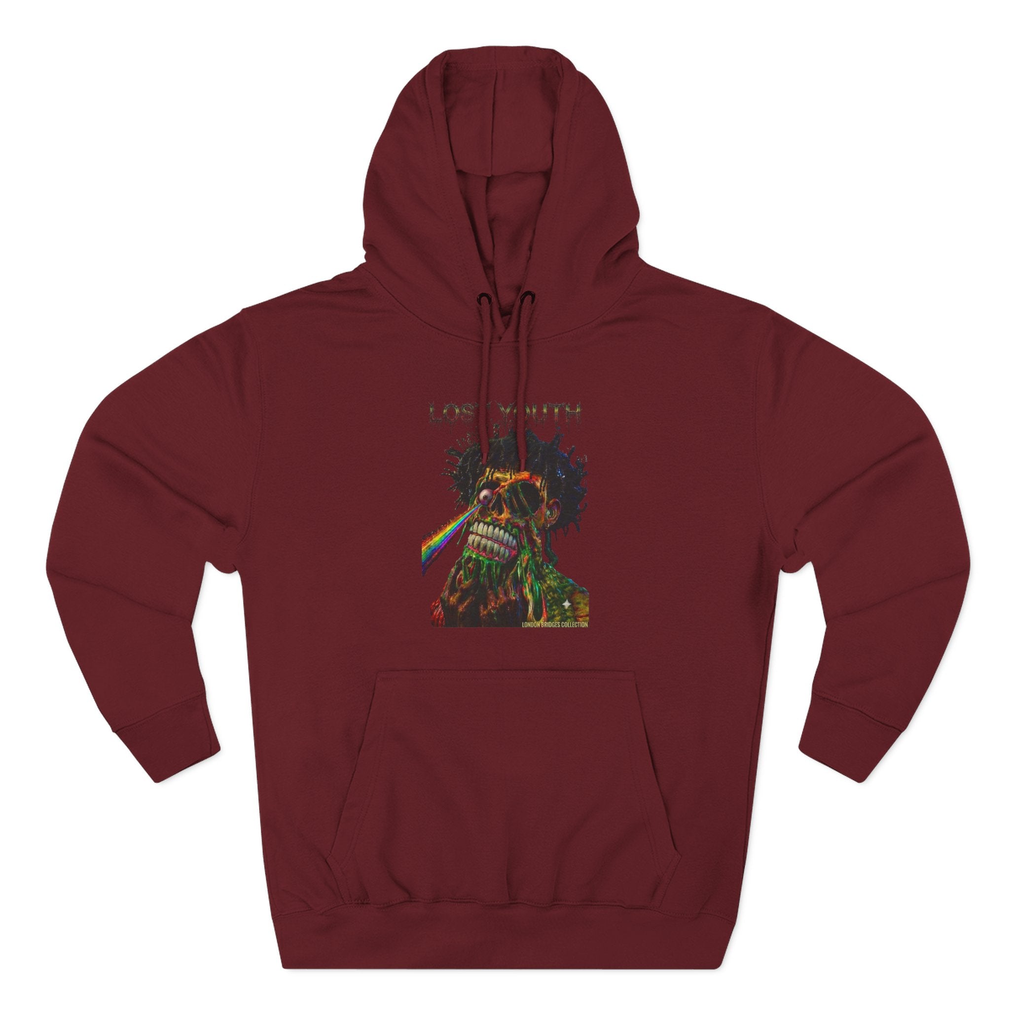 London Bridges Collection Lost Youth Graphic Hoodie — Rainbow Skull Streetwear