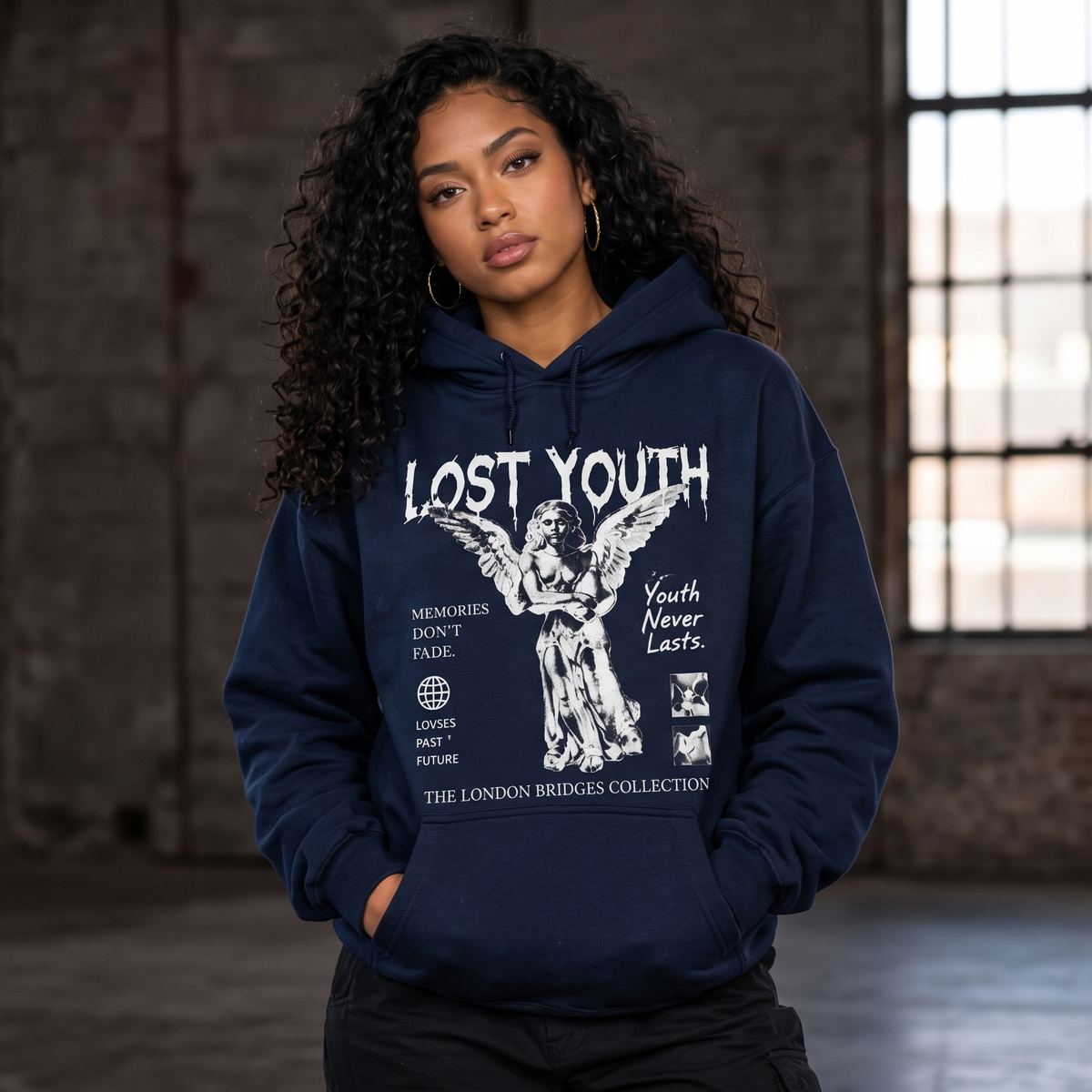 Graphic Hoodie  Memories Don't Fade Large Face Print | Lost Youth x LBC