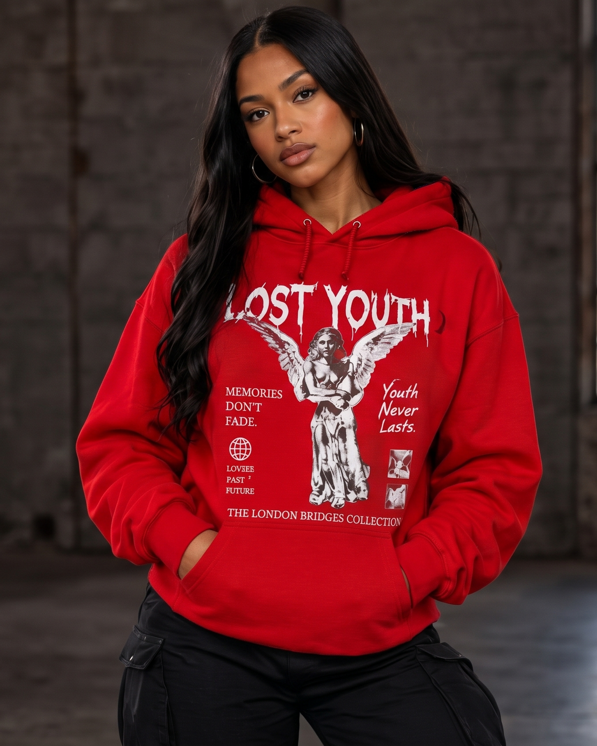 Graphic Hoodie  Memories Don't Fade Large Face Print | Lost Youth x LBC